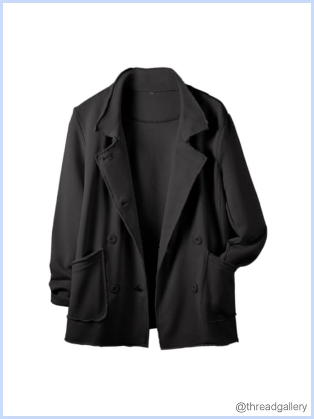 Women's Double Breasted Pea Coat Long Sleeve Notch Lapel Relaxed Fit